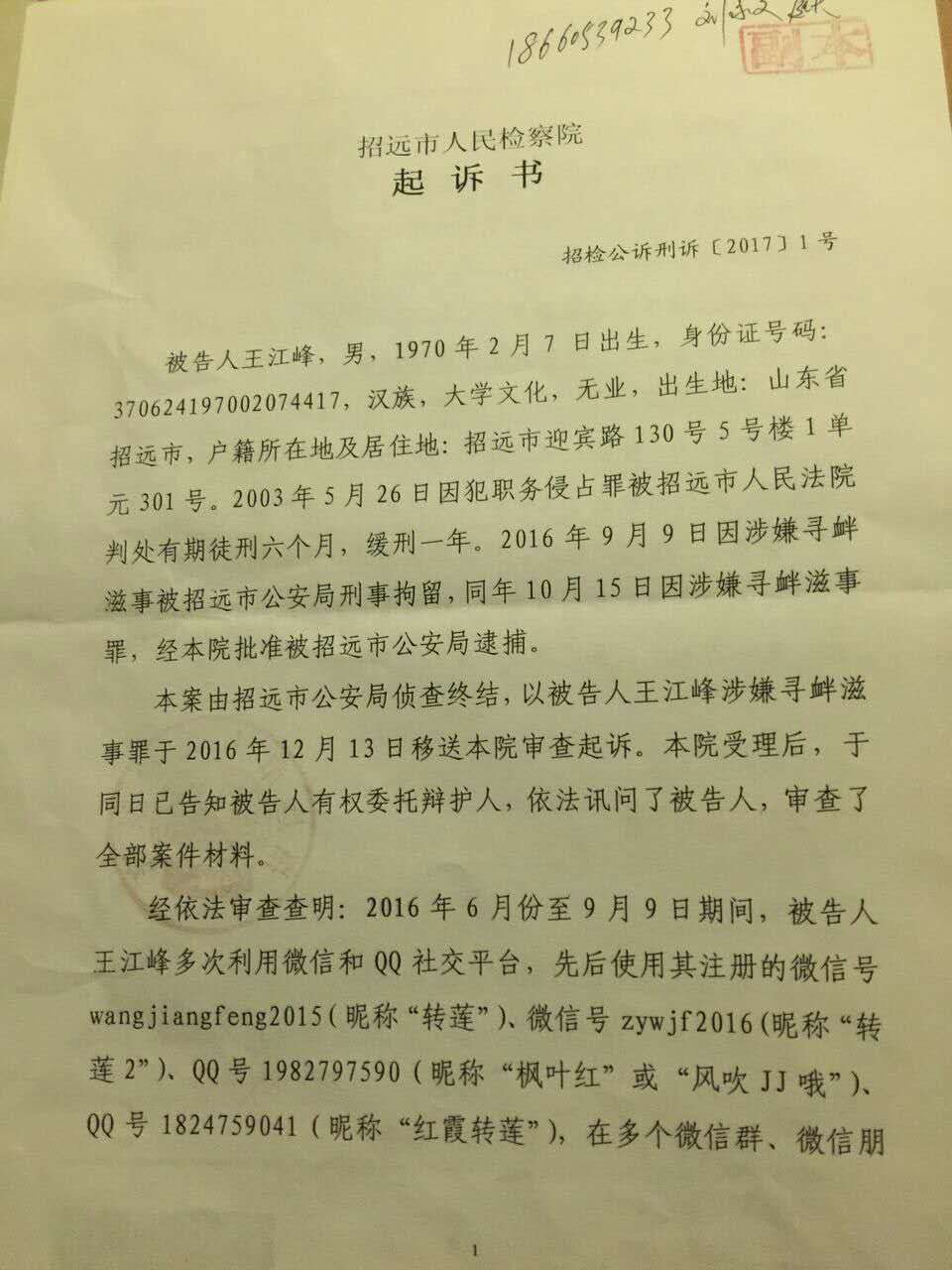 因称"包子"、"傻逼"，王江峰一审获刑两年(含判决书)